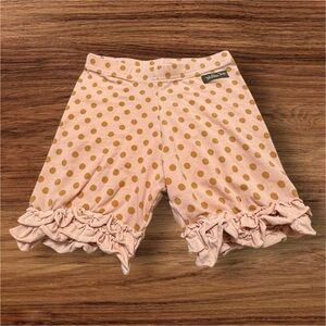 Matilda Jane Pink Shorts with Gold Polka Dots with Ruffles Size 8